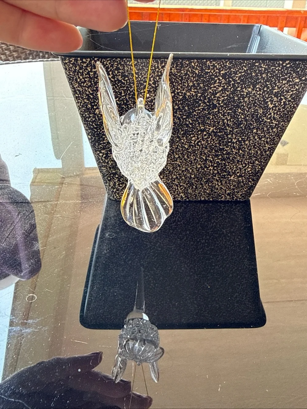 Clear Glass Hummingbird Hanging Ornament - Decorative Bird Accent